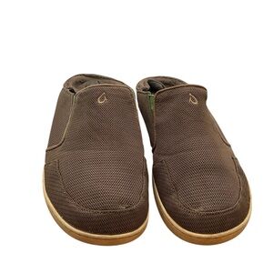 OLUKAI Nohea Mesh Size 11.5 Slip -On Shoes Casual‎ Charcoal / Orange Men's